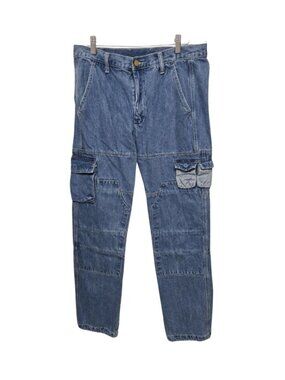 Mens Mnml Cargo Jeans 32 Adjustable Toggle Hems Pockets Skater Utility